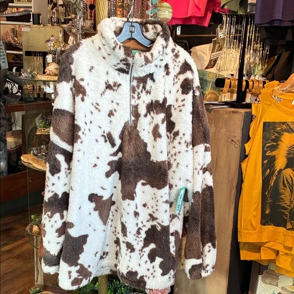 Cozy Cow Print Fleece Jacket - Picture 2 of 3